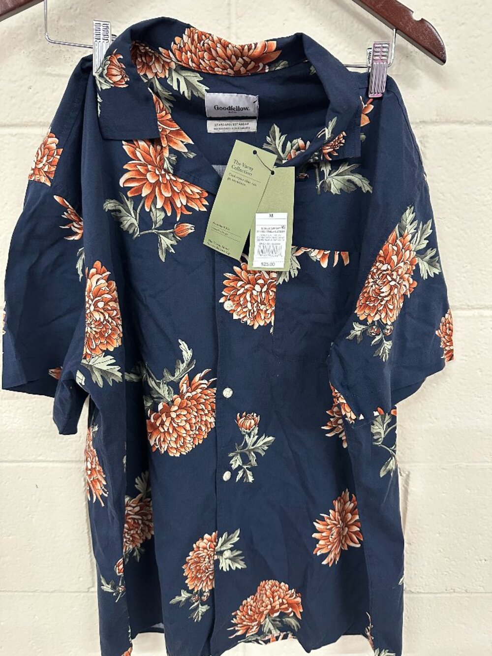 NWT Cornelian Blue Challis Camp Vacay Collection Button Up Short Sleeve Shirt